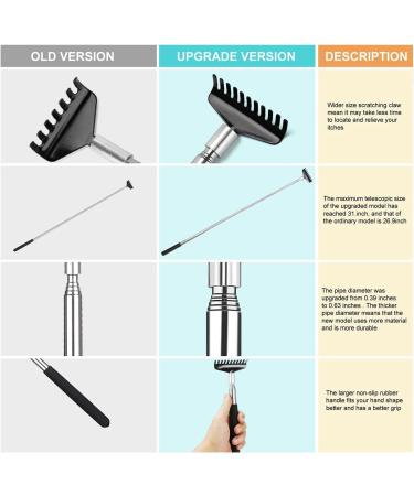 Flanker-L Oversized Portable Extendable Back Scratcher Upgraded Metal Stainless Steel Telescoping Back Scratcher Tool with Canvas Carrying Bag - Black - Buy Online on GoSupps.com