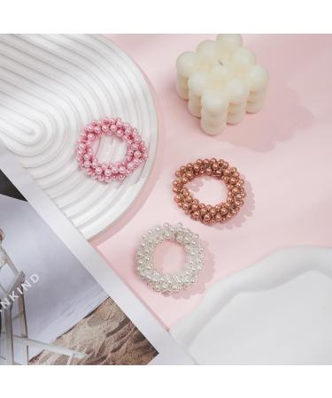Muior 3Pcs Champagne Pearl Elastic Hair Ties for Women and Girls - Chic and Elegant Ponytail Holders - Buy Online on GoSupps.com