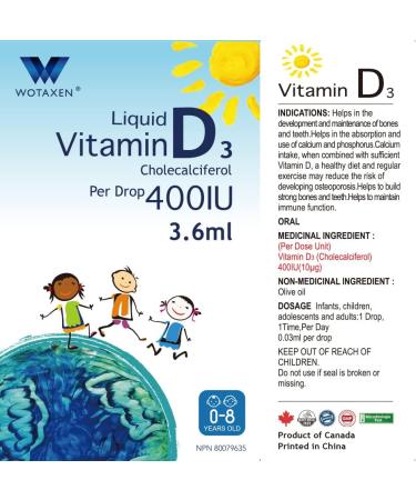 WOTAXEN Liquid Vitamin D3 400IU 3.6ml - Buy Online on GoSupps.com