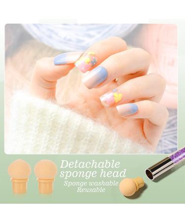17 in 1 Nail Sponges & Double-Head Ombre Brush Set for Gel Nails - Purple | 16 Replacement Heads - Buy Online on GoSupps.com