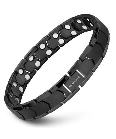 Men's Magnetic Bracelets Pure Titanium (Light) Double Powerful Magnet Bracelets Eliminate Static Electricity (Black Bracelets)
