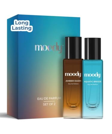 Mood'y Amber Oudh & Aquatic Breeze Combo Perfume Set For Men | Eau De Parfum | Gift Hamper For Men | Perfume Gift Pack | Men Perfume | Long Lasting Upto 8 Hours | Pocket Friendly | Set of 2