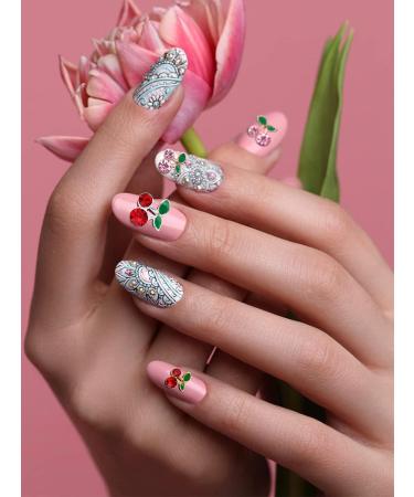 Kalolary 48Pcs Cherry Nail Rhinestones - 3D Cherry Charm Nail Gems for Women Nail Art - Buy Online on GoSupps.com