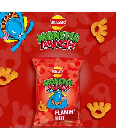 Walkers Monster Munch FLAMIN' HOT Snacks Crisps 15 x 72g PMP Bags - Buy Online on GoSupps.com