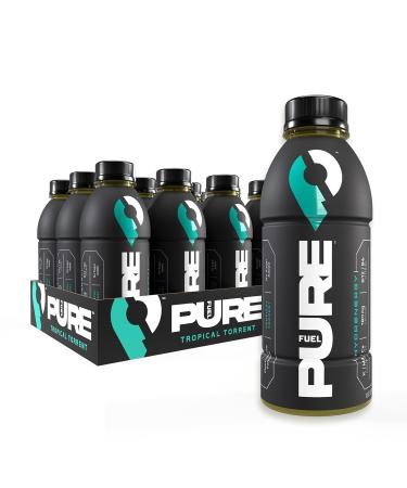 Pure Fuel ure Fuel Healthy Energy Drinks Tropical Torrent  Plant Based Electrolytes No Added Sugar 180mg Natural Caffeine - 16.9 OZ - pack Of 12