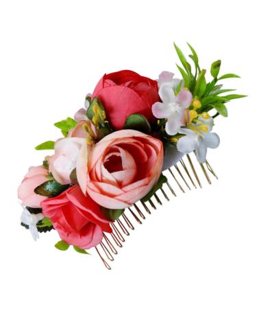 DOITOOL 1pc Wedding Hair Accessories Hair Accessories for Bride Hair Jewels for Women Floral Hair Clip Decor Hair Comb for Bride Bud Seaside Simulated Leaves Artificial Flower