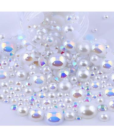10g Multi-Size White Pearl Beads Nail Charms - Imitation Pearl & AB Rhinestones for Nails - Nail Art Decorations - Buy Online on GoSupps.com