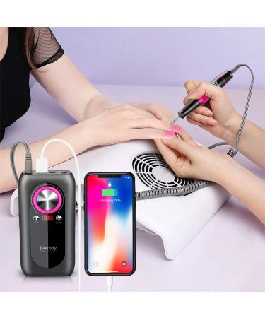 Bestidy Nail Drill Machine 30000rpm Professional Rechargeable Kit with Phone Power Bank - Gray - Buy Online on GoSupps.com