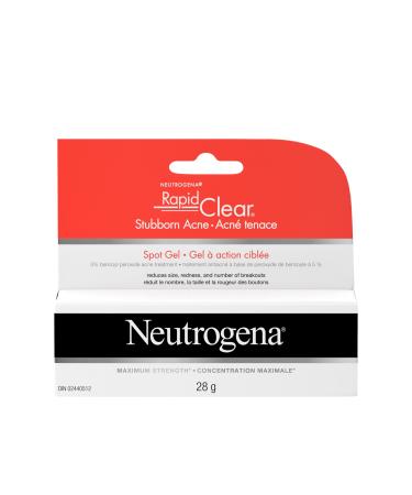 Neutrogena Rapid Clear Stubborn Acne Spot Treatment Gel with Maximum Strength 5% Benzoyl Peroxide Acne Treatment Medication for Acne Prone Skin Care 28g
