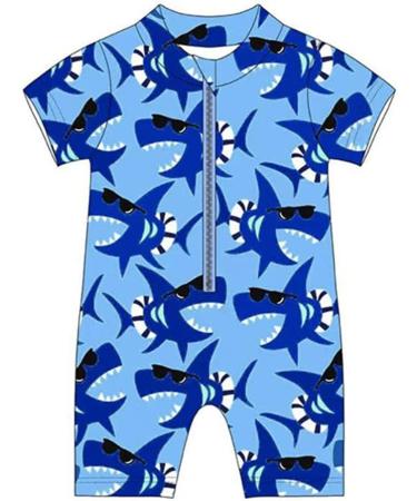 PythJooh Baby Boy Blue Shark Rash Guard Swimsuit | 2-3 Years | Beach Swimwear for Toddler Boys | Zipper One Piece Swimming Outfit - Buy Online on GoSupps.com