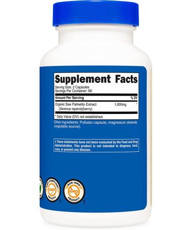 Nutricost Saw Palmetto 1000mg 120 Capsules - Organic CCOF Certified, Vegetarian Friendly, Gluten Free - Buy Online on GoSupps.com