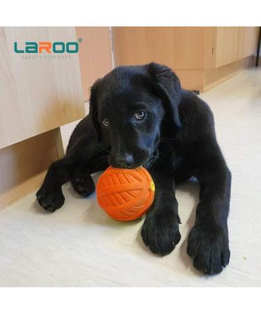 Laroo Squeaking Dog Ball - Interactive Natural Rubber Toy for Medium & Large Dogs - Durable 9cm Orange Football - Buy Online on GoSupps.com