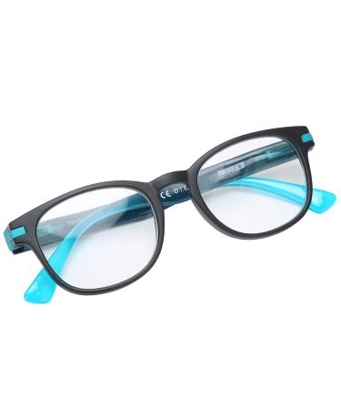 Brrnoo Anti Blue Light Glasses Professional Simple Fashionable Unisex Reading Glasses with FREE Glasses Case (Black Blue) (100)