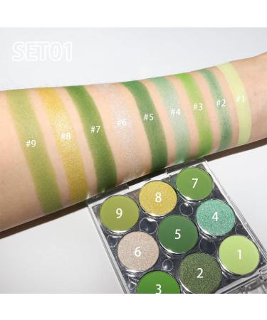 9 Colors Shimmer Matte Green Eyeshadow Palette - Highly Pigmented Light and Dark Green Shades for Stunning Eye Makeup - Blendable Shiny Matte Green Makeup Powder Palette - Buy Online on GoSupps.com