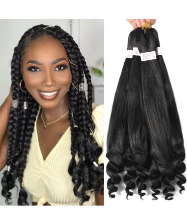 Goddesty Braiding Hair Pre Stretched 6 Pack 22 Inch French Curly Braiding Hair Crochet Braids Natural Black Easy Braiding Crochet Hair Hot Water Setting Professional Soft Yaki Straight Hair For Braiding (22inch(pack of 6...