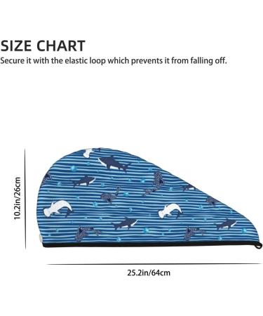 Hair Towel Wrap - Quick-Dry Turban for All Hair Types | Sharks on White Blue Stripes - Buy Online on GoSupps.com