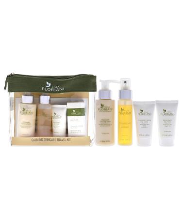 Villa Floriani Calming Skincare Travel Kit Women 3.4oz Chamomile Cleansing Lotion 1.69oz Chamomile Toner 0.68oz Chamomile Calming Day Lotion SPF 20 6 Pc