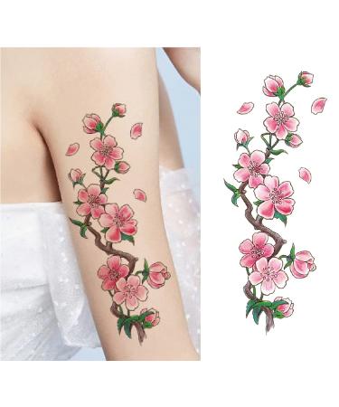 YAKAGO Flower Temporary Tattoos for Women - 21 Sheets of Rose, Cherry, Peony & Peach Blossom Designs | Waterproof Fake Tattoo Stickers for Adult Body Art - Buy Online on GoSupps.com