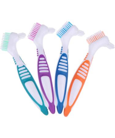 Smalibal Premium Denture Cleaning Brush Set - Double Sided Brush for False Teeth Cleaning - Portable with Multi-Layered Bristles & Ergonomic Rubber Handle in Purple - Buy Online on GoSupps.com