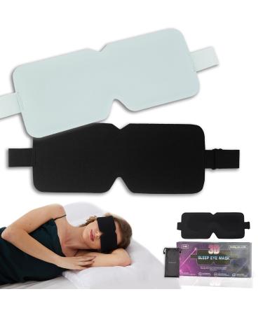 Bodorma Sleeping Eye Mask for Men Women Soft and Breathable 3D Countoured Cup Blindfold with Adjustable Strap Block Out Light No Eye Pressure-2Pack Black&Gray Black Gray