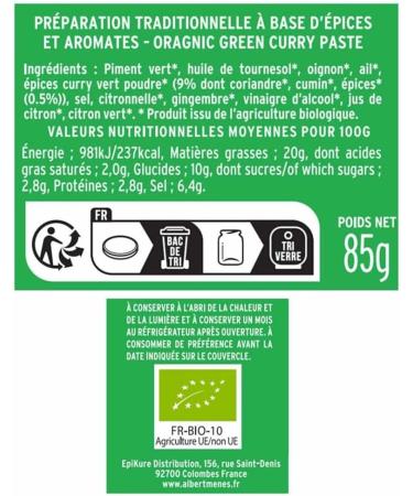 Organic Green Curry Paste - Exclusive Recipe - 100% Natural without Dyes or Preservatives - Blends of Spices Vegetables and - Buy Online on GoSupps.com