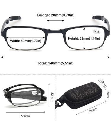 Twinkleyes Foldable Reading Glasses for Men & Women | 2-Piece Set with Etui | +1.0 to +4.0 | Stylish & Portable Black Glasses - Buy Online on GoSupps.com