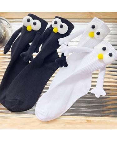 Magnetic 3D Doll Couple Socks | Simple Cartoon Design | Breathable Black | Size - Buy Online on GoSupps.com