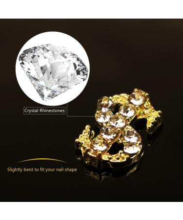 57pcs Gold Letters Nail Stud Alloy Rhinestone + Dollar Sign Money Nail Art Charms for Acrylic Nails - B-Golden - Buy Online on GoSupps.com