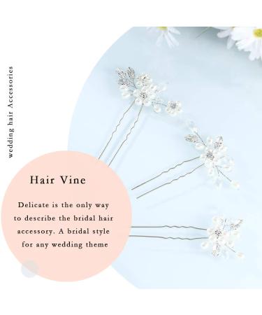 Edary Wedding Hair Accessories - Pearl & Crystal Bride Hair Clips (Set of 3) for Women & Girls - Buy Online on GoSupps.com