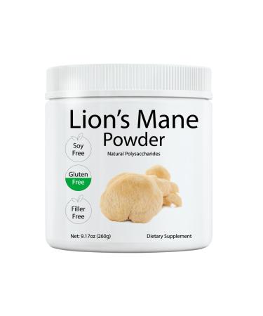 Vrixlanua Lion's Mane Powder Lions Mane Mushroom Brain Health Support Supplement Mushroom Supplement for Mental Clarity Cognition and Immunity 9.17oz