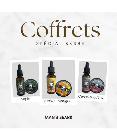 Man's Beard - Beard and Mustache Gift Set - Beard Balm 90 ml and Vanilla Mango Scented Beard Oil 30 ml Natural Ingredients 100% Made in France - Buy Online on GoSupps.com