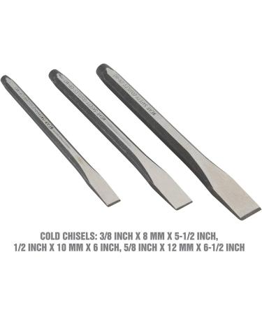 OEMTOOLS 23996 Punch and Chisel Set  11 Piece  Cut  Shape  and Puncture Medium and Soft Metals  Heat-Treated Alloy Steel  Includes Green EVA Organizer Tray - Buy Online on GoSupps.com