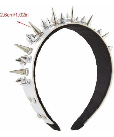 amangul Spiked Headband Gothic Tiaras Rivet Headband Rock Headband For Men Punk Headband Steampunk Leather Spiked Headpiece(White) - Buy Online on GoSupps.com