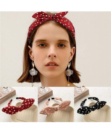 Shop Polka Dot Headband Set for Women - Bow Tie Knotted Hairbands and Bunny Ears - 3 Stylish Hair Accessories - International Shipping Available! - Buy Online on GoSupps.com