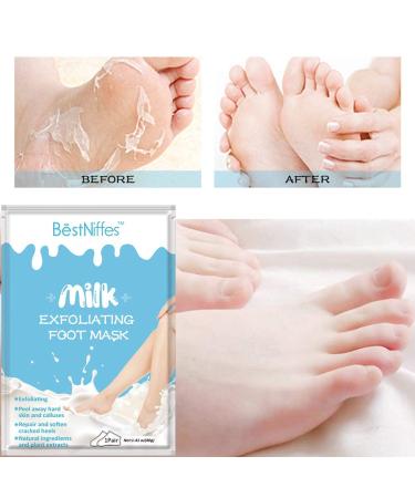 Foot Peeling Mask - 5 Pairs | Natural Exfoliator for Baby Soft Feet | Pain-Free Corn Remover for Women & Men (Milk) - Buy Online on GoSupps.com