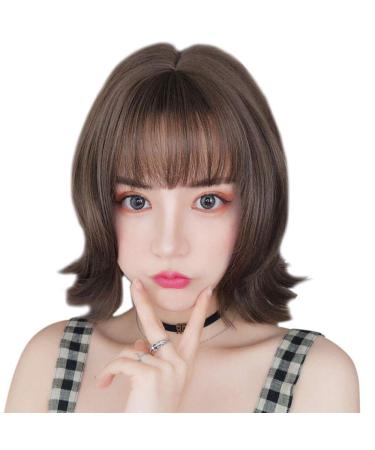 BGHJUE Wig female short hair natural fluffy long face repairing realistic clavicle hair wig set shoulder shoulder wig