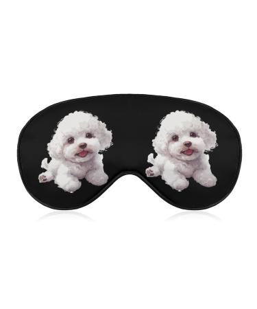 Cute Poodle Dog Funny Eye Mask Soft Blindfold Cover Night Eyeshade with Adjustable Strap for Sleeping Travel
