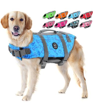 Emust dog chimney adjustable dog swimming vest with rescue handling Dog chimney for small/medium/large dogs XS new blue XS New blue