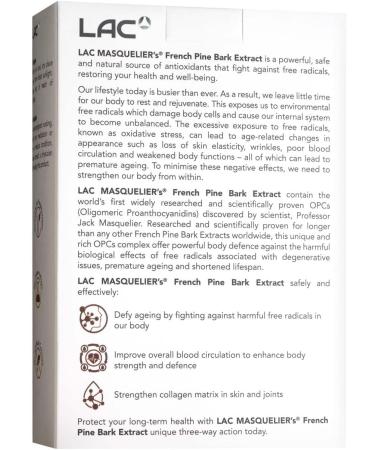 LAC Masquelier's French Pine Bark Extract - 300 Tablets | Premium Antioxidant Supplement for Heart & Skin Health - Buy Online on GoSupps.com