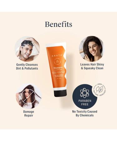 Arata Natural Oil Control Cleansing Shampoo - All-Natural Vegan & Cruelty-Free | Maple Sugarcane & Blueberry Extracts | Oil Removal & Shine Restoration - 75 ML - Buy Online on GoSupps.com