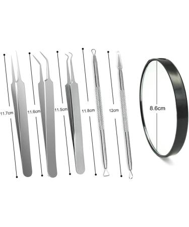 Blackhead Remover Kit with 10x Mirror Professional Pimple Popper Comedone Acne Tweezers Extractor Tools Set for Remove Whitehead Spot Pimple Zit Ingrown - Buy Online on GoSupps.com
