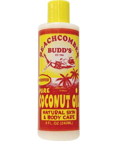 Hawaiian Beachcomber Budd Pure Coconut Oil 8 oz. Unscented 8 Bottles