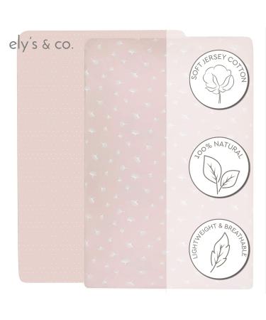 Elys & Co. Pack N PlayPlayardPortable Crib Sheet 2-Pack - Combed  100% Jersey Cotton for Baby Girl  Rosewater Pink  Pin Dots & Gingko Leaves Pink  White - Buy Online on GoSupps.com