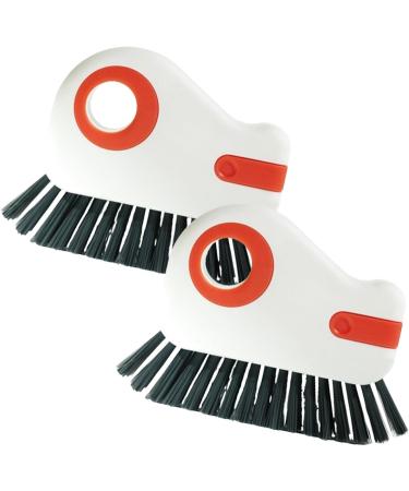 2 in 1 Multifunction Cleaning Brush Multifunction Hard Bristle Crevice Cleaning Brush Window Track Cleaning Tools Groove Cleaning Brush Kitchen Cleaning Brushes Kit Orange*2pcs