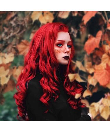 Red Loose Wave Lace Front Wig | Long Heat-Resistant Synthetic Hair for Fashionable Women - 61 cm Red Waves - Buy Online on GoSupps.com