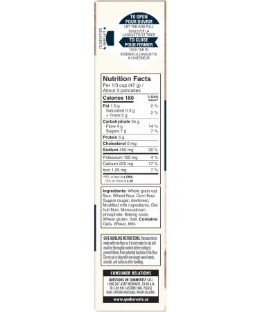 Quaker Oat Flour Pancake Mix 725g | High source of Fibre | Made with Whole Grains | No Artificial Flavours or Colours | Made in Canada with 100% Canadian Oats Oat Flour 725 g (Pack of 1) - Buy Online on GoSupps.com