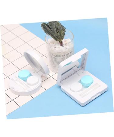 JECOMPRIS Mini Container Case for Contact Lenses White Eyes Mini Cleaning Kit with Square Stand Ideal Lensetui for Travel & Storage - Buy Online on GoSupps.com
