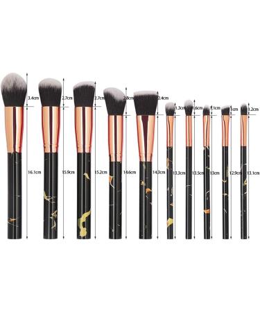 Marble Black 10-Piece Makeup Brush Set: Perfectly Crafted Brushes For Flawless Face Makeup - Angular Blush Flat Brush Smudge Brush Fan Brush Included - Buy Online on GoSupps.com