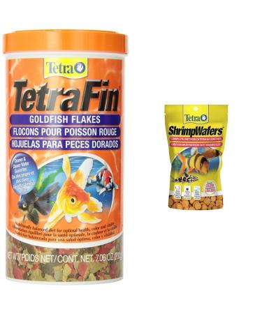Tetra Goldfish Flakes 7.06oz + Tetra Shrimp Wafers 3oz Bundle