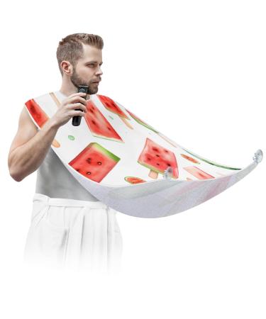 Watermelon Popsicle Beard Bib Apron Beard Hair Catcher for Men Shaving Fathers Day Anniversary Christmas Gifts for Dad Husband Beard Bib with 2 Suction Cups
